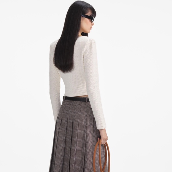 self-portrait Cream Lurex Knit Cardigan - Size Small - MSRP $555 - NWT - Picture 3 of 5